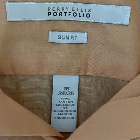Perry Ellis Men’s Long sleeve Button Down Size 16 34/35 Orange - Picture 3 of 3